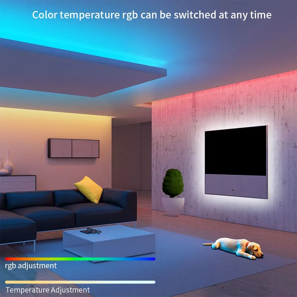Ruban LED flexible 5m 5050 RGBCCT (5-en-1), 60/96 LED/m, 2700K-6500K, 12V/24V - Image 5