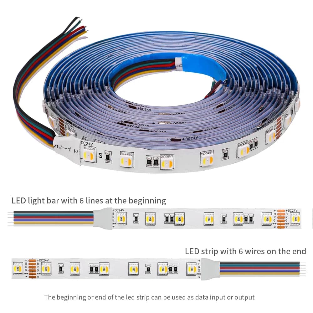 Ruban LED flexible 5m 5050 RGBCCT (5-en-1), 60/96 LED/m, 2700K-6500K, 12V/24V - Image 3
