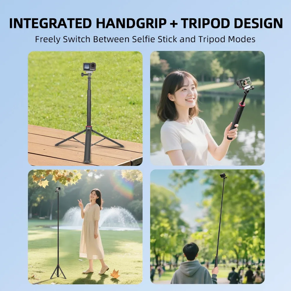 Trépied et perche à selfie extensible Flymile pour DJI Pocket 3, Action 5 Pro, Insta360 X5 et GoPro slide 6