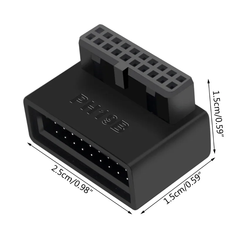 Adaptateur USB 3.0 19/20 broches coudé à 90° vers USB Type-C pour panneau avant - Image 6