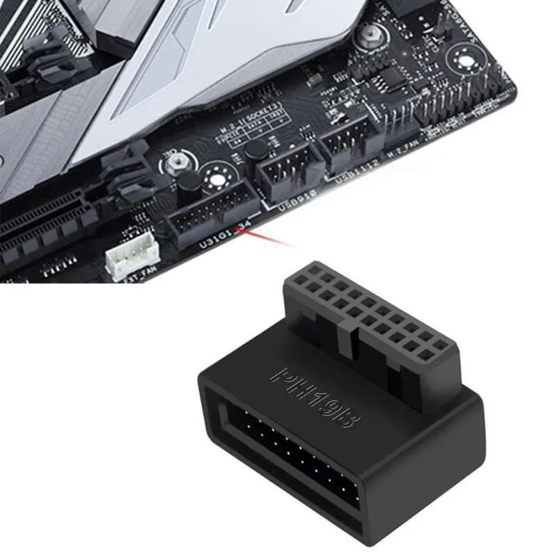 Adaptateur USB 3.0 19/20 broches coudé à 90° vers USB Type-C pour panneau avant - Image 5