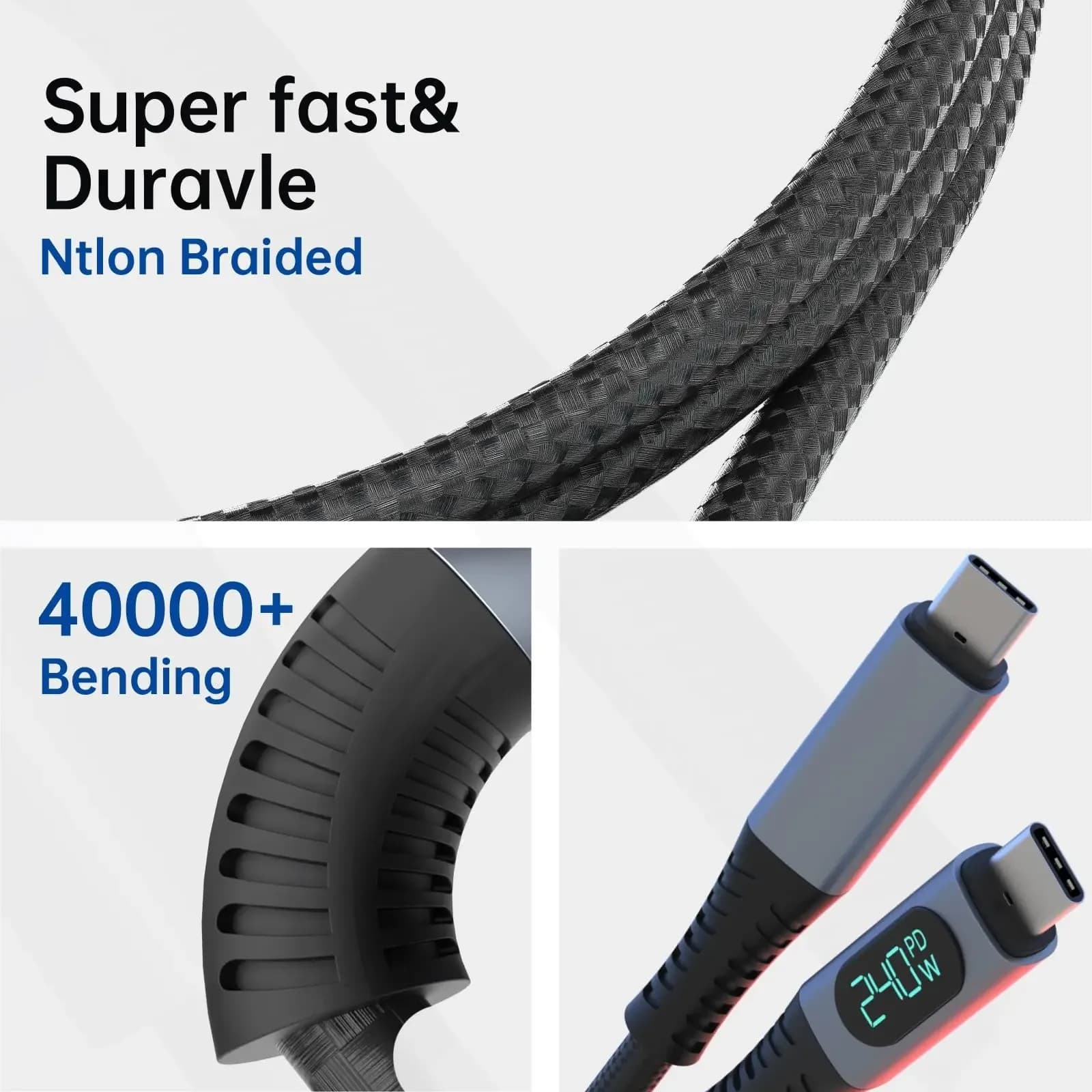 Câble USB4 avec affichage LED, 40Gbps, 240W, Vidéo 8K - Image 6