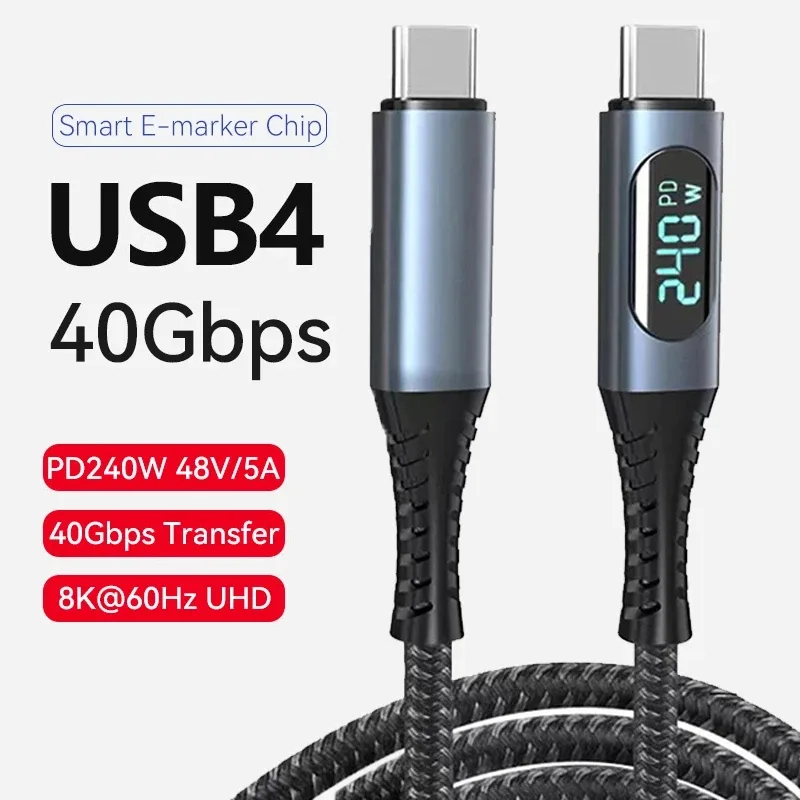 Câble USB4 avec affichage LED, 40Gbps, 240W, Vidéo 8K - Image 1