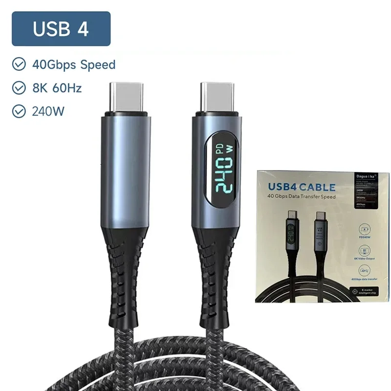 Câble USB4 avec affichage LED, 40Gbps, 240W, Vidéo 8K slide 8