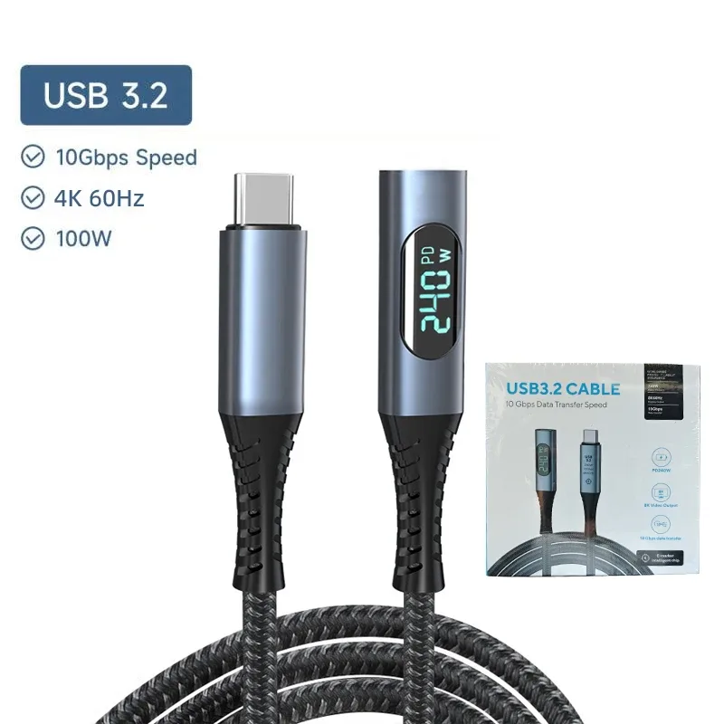 Câble USB4 avec affichage LED, 40Gbps, 240W, Vidéo 8K slide 10