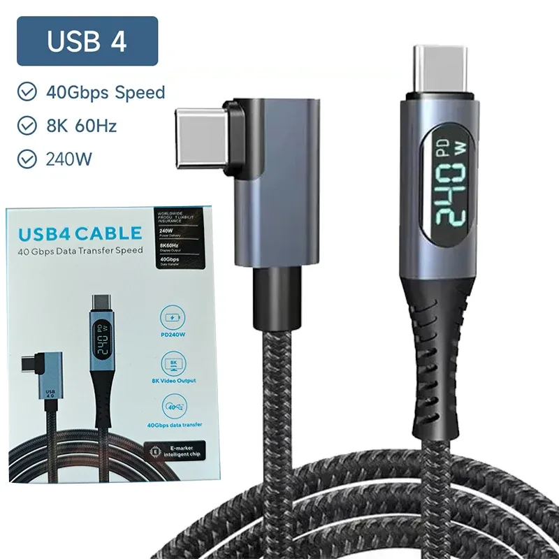 Câble USB4 avec affichage LED, 40Gbps, 240W, Vidéo 8K slide 7