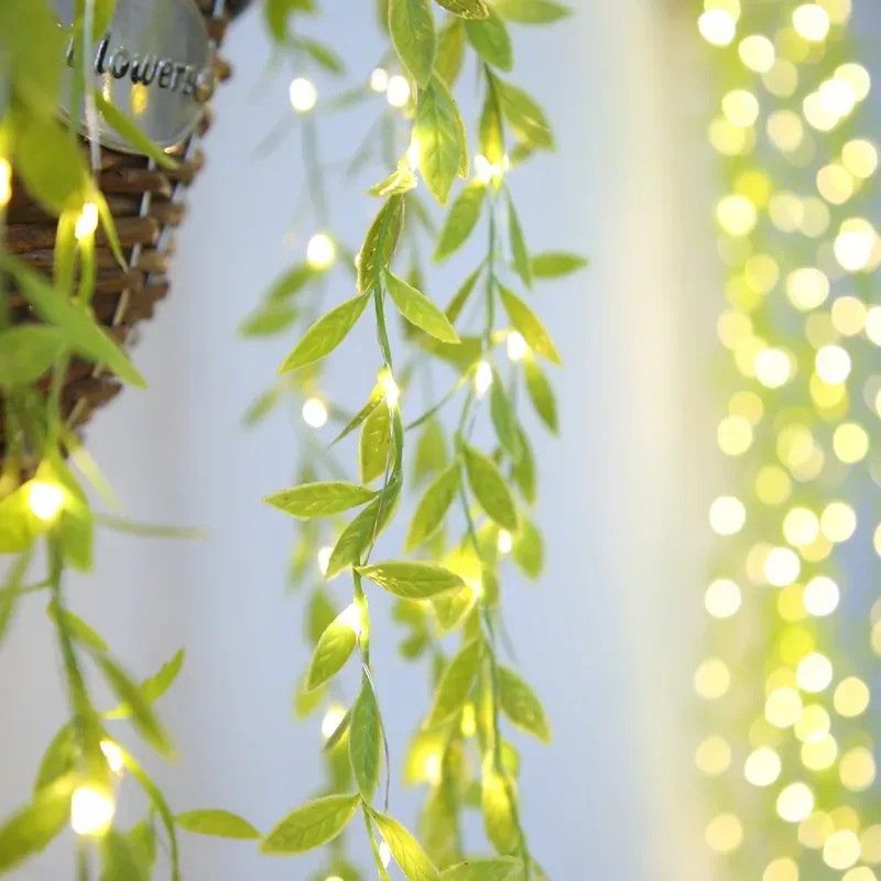 Guirlande lumineuse LED feuilles de saule à piles (2m ou 5m) - Image 1