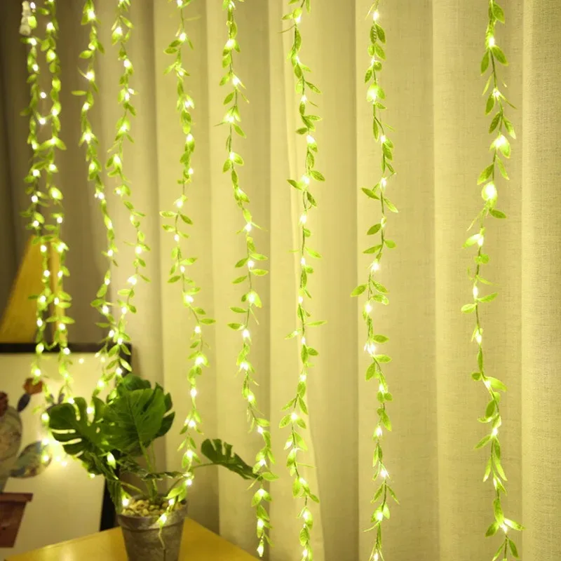 Guirlande lumineuse LED feuilles de saule à piles (2m ou 5m) - Image 2