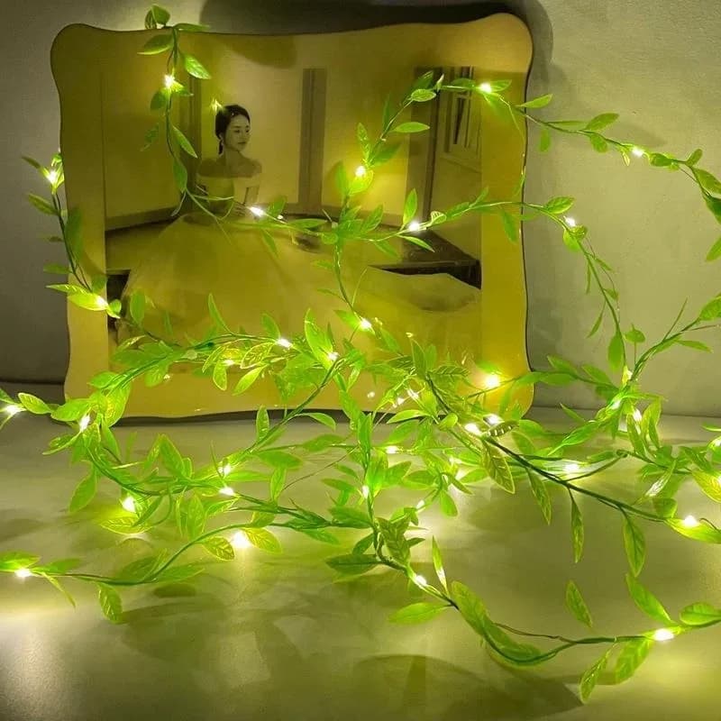 Guirlande lumineuse LED feuilles de saule à piles (2m ou 5m) slide 7