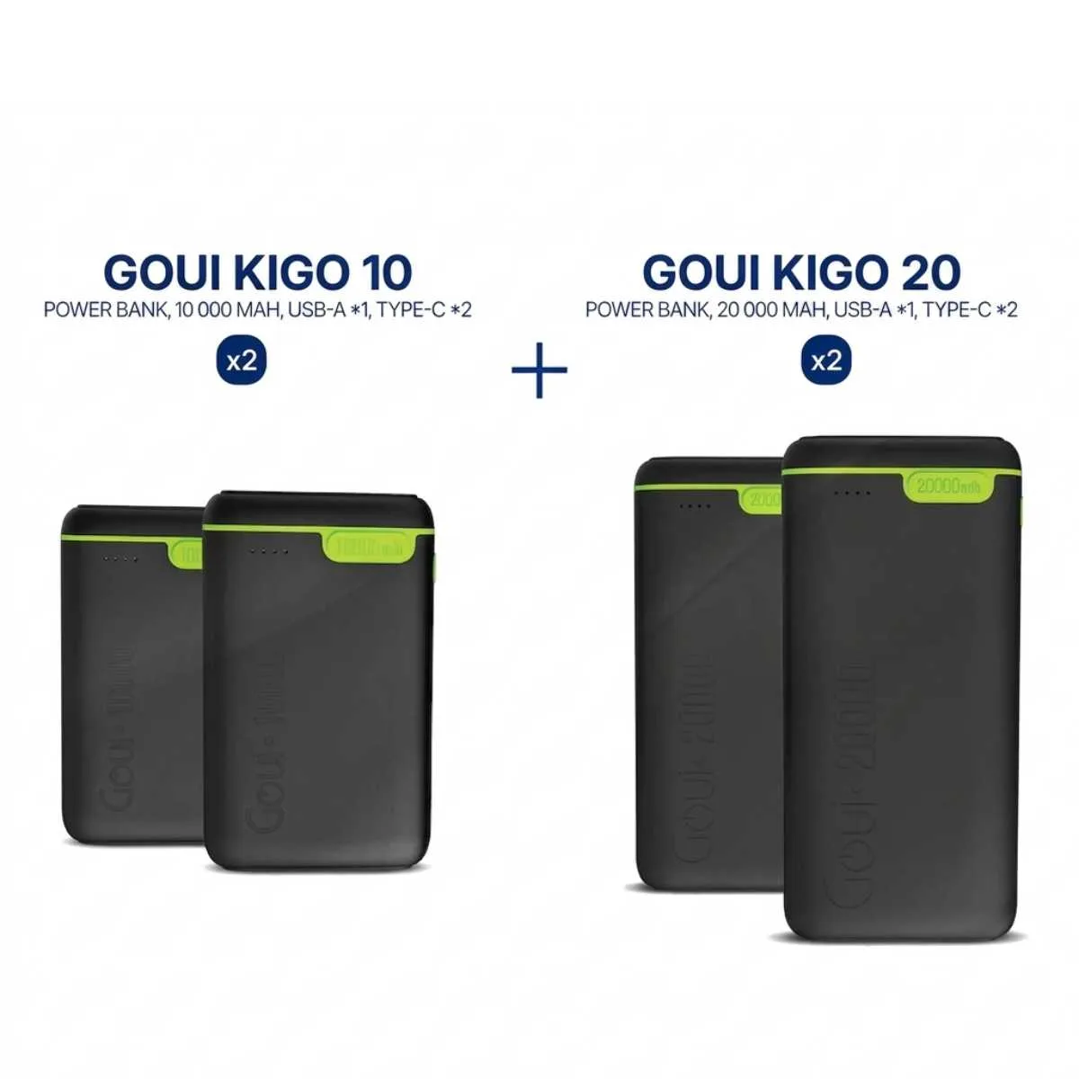 Goui Pack Power Banks Kigo – 2×10000mAh + 2×20000mAh - Image 1