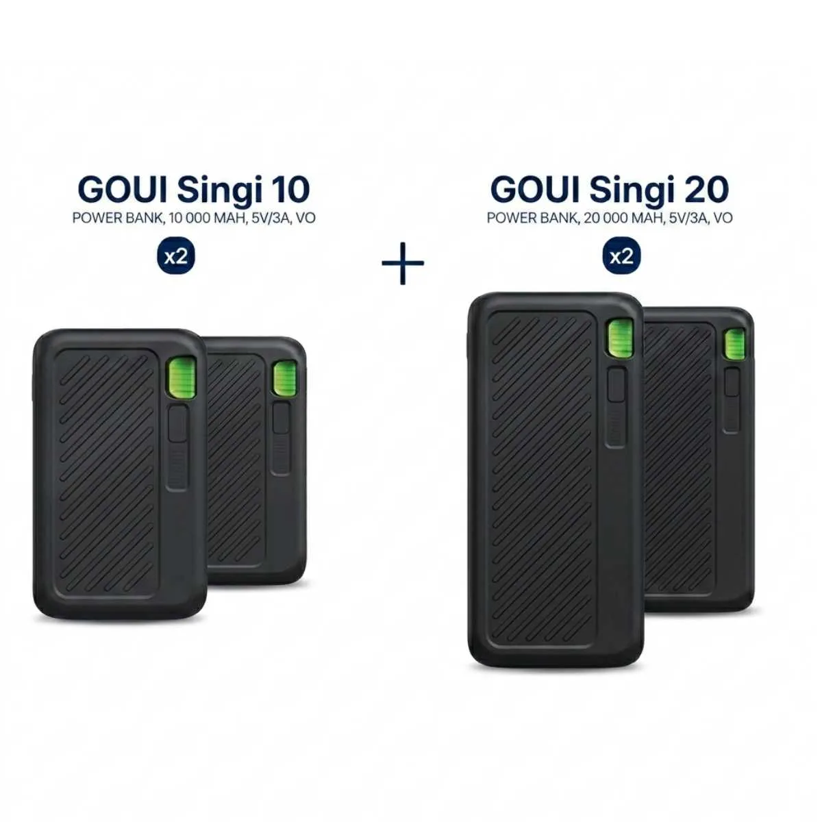 Goui Pack de 4 Power Banks Singi – 2×10000mAh + 2×20000mAh - Image 1