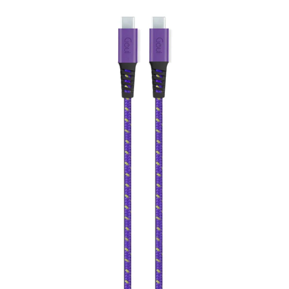 Goui Flex Fashion Câble Type-C vers Type-C Kevlar (1,5m) 60W – Violet / Jaune - Image 1